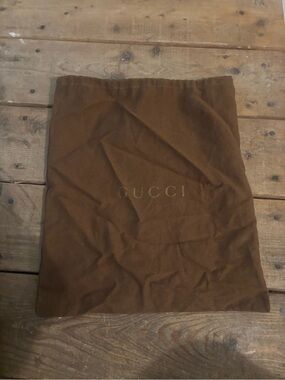 Gucci Brown Drawstring Dust Bag Gold Logo Designer Storage Bag